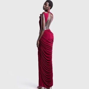 BBx Brand Red Draped Maxi Dress